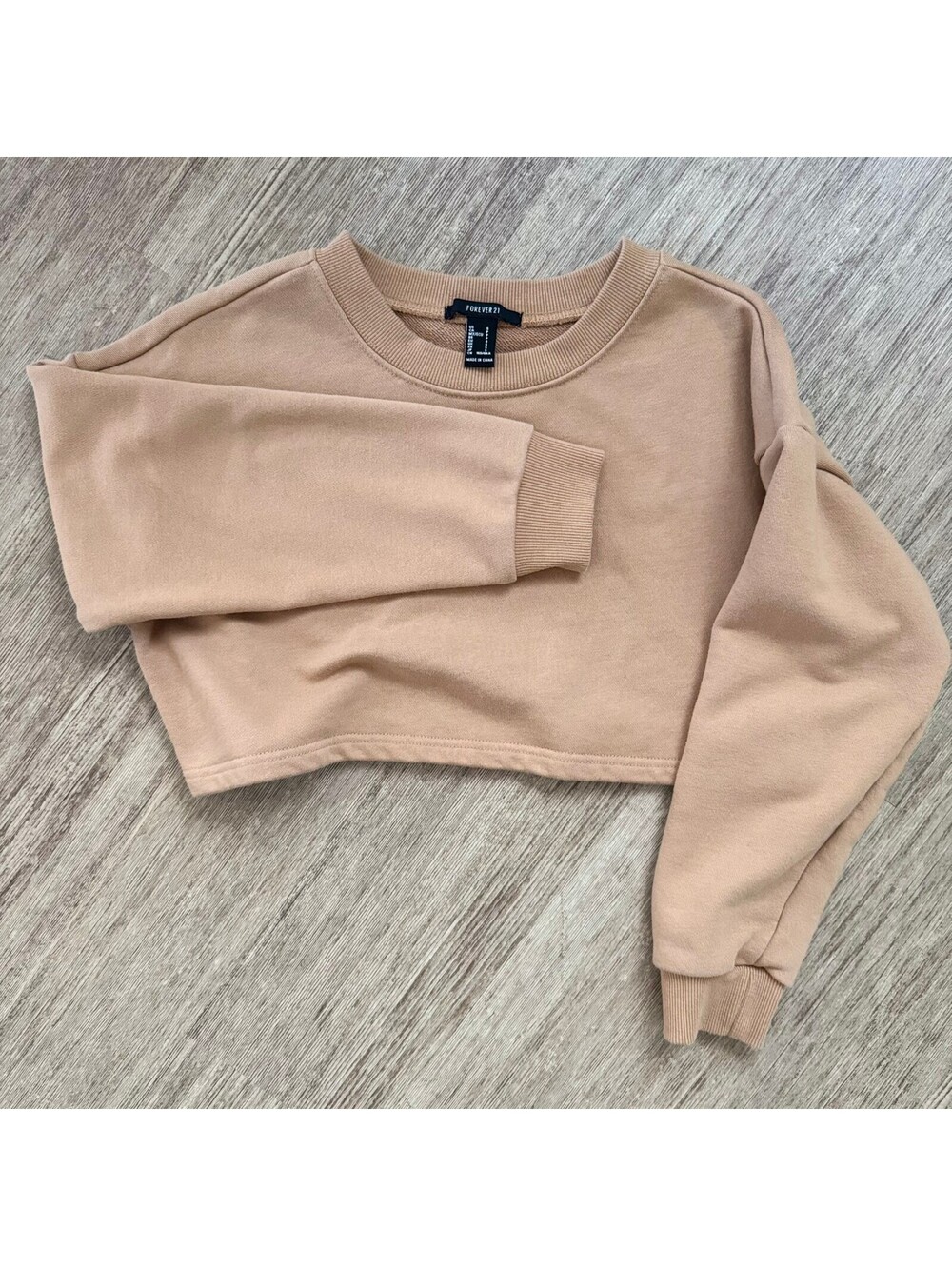 Forever 21 Women's Cropped Sweatshirt in Tan, Size Small